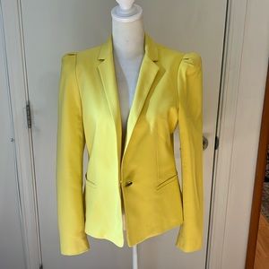 Zara basics yellow puff sleeved blazer